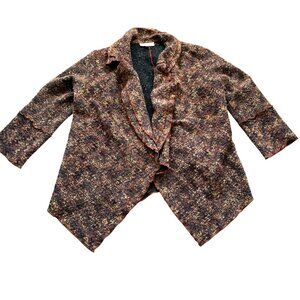 Brooke Chapman Wool Blend Shawl Collar Open Front Cardigan Sweater Women Brown S